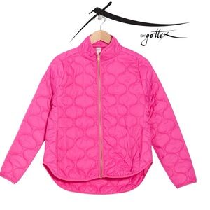 X By Gottex Quilted Jacket Women Zip Front Pink Size M NWT